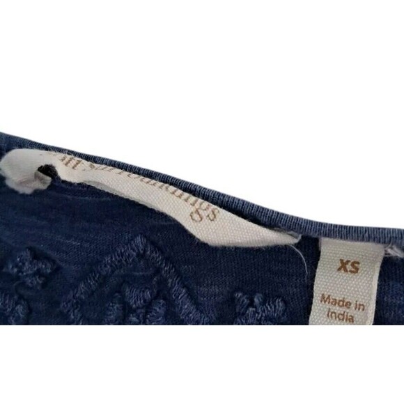Soft Surroundings Top Navy‎ Blue Floral Embroidered Boho Lagenlook Women's XS - Picture 6 of 9